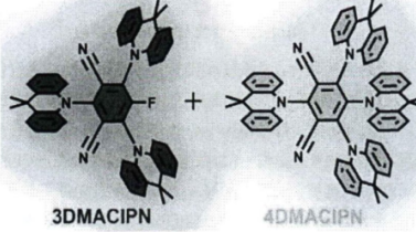 两种荧光发射体TADF材料，3DMACIPN 和 4DMACIPN的设计并合成