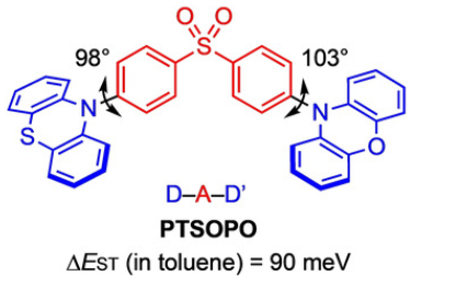 AIE-TADF分子PTSOPO，一种不对称D-A-D发射材料，AIDF活性化合物