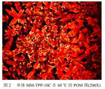 紫色固体甲基丙烯酸癸烷氧基四苯基卟啉酯(MM-TPP-10C)的&#039;HNMR图谱及POM表征