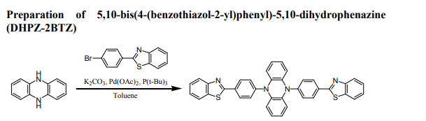 DHPZ-2BTZ分子，5,10-双(4-(苯并[d]噻唑-2-基)苯基)-5,10-二氢吩嗪(dhpz-2btz)