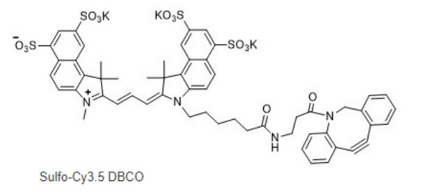 sulfo-Cyhaiine3.5-DBCO;磺酸基-花青素Cy3.5二苯并环辛炔;水溶性-CY3.5-DBCO 荧光染料