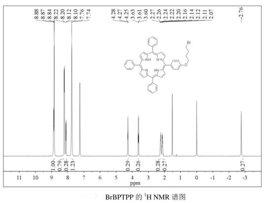 尾式卟啉化合物5-对( 4-溴丁氧基)苯基-10,15,20三萃基卟啉(筒称BrBPTPP)
