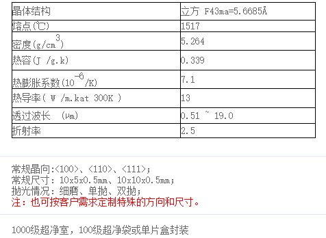 硒化锌(ZnSe)单晶基片 &lt;100&gt;向  方向和尺寸可定制