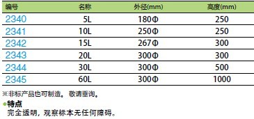 圆形标本瓶30L（外径（mm）：300φ，高（mm）：500）